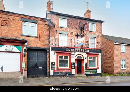 Der Narrowboat Pub zum Verkauf in Middlewich Cheshire UK Stockfoto