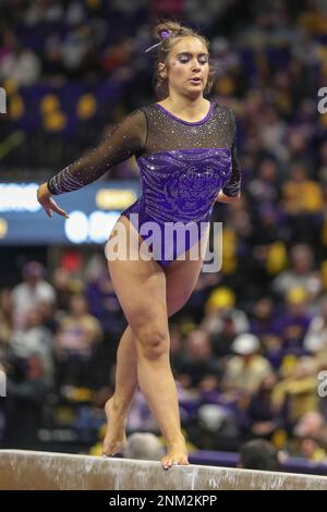 January 07, 2022: LSU's Christina Desiderio leaps off the balance beam
