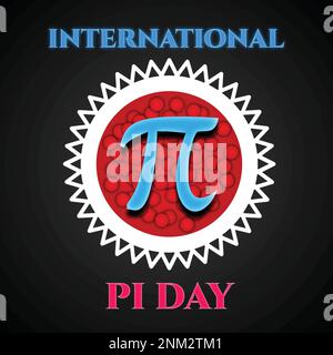 Hintergrund der internationalen Pi Day Vector-Illustration. Gebackener Kirschkuchen mit Pi-Symbol. Mathematische Konstante, irrationale Zahl, griechischer Buchstabe. Stock Vektor