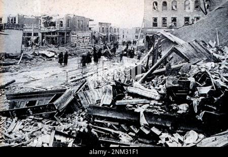 Omaha Nebraska Tornado damage ca. 1913 Stockfoto