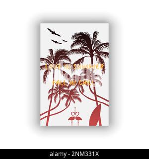 Liebe im Sommer, Kälte im Herbst. Sommermotiv-Illustration. Bearbeitbare Vektordarstellung. Stock Vektor