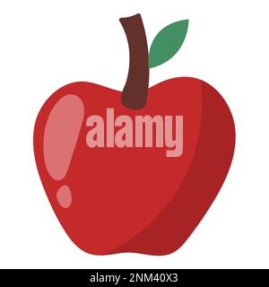 Roter Apfel im Cartoon-Stil auf weißem Hintergrund. Von Hand gezogenes isoliertes Fruchtelement Stock Vektor