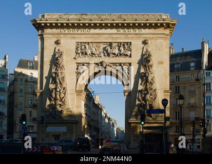 Porte Saint-Denis Stone Triumphbogen Gateway Monument, Paris Frankreich Stockfoto