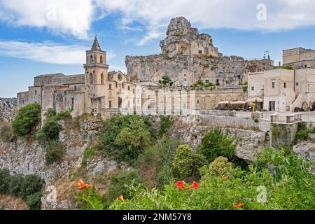 San Pietro Caveoso aus dem 13. Jahrhundert /St. Peter und St. Paul Kirche im Sasso Caveoso der antiken Stadt Matera, Basilicata, Süditalien Stockfoto