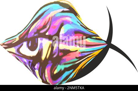 Mehrfarbiges Fischsymbol auf weißem Hintergrund für Embleme oder Stoffe. Ungewöhnliche Wellenform für Geschäftskonzepte, Websymbole, Drucke, Logos, Textilien Stockfoto