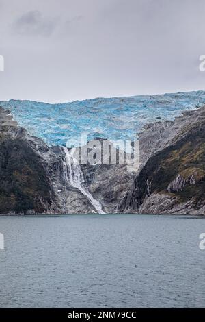 Gletscher Romanche, in der Allee der Gletscher, PN Alberto De Agostini, Feuerland, Patagonien, Chile Stockfoto