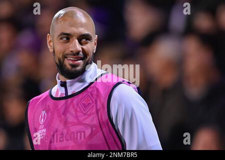 Florenz, Italien. 23. Februar 2023. Sofyan Amrabat (ACF Fiorentina) während ACF Fiorentina vs SC Braga, UEFA Conference League Fußballspiel in Florenz, Italien, Februar 23 2023 Kredit: Independent Photo Agency/Alamy Live News Stockfoto