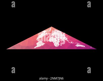 Karte des Weltnetzes. Kollignon-EQUAL-Area-pseudozylindrische Projektion. Kabelkugel in Collignon-Projektion auf geometrischem Low-Poly-Hintergrund. Stock Vektor