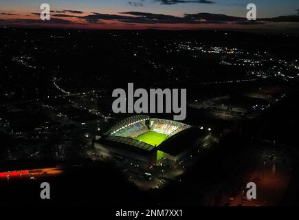 Ein allgemeiner Blick auf das Stadion vor dem Spiel der Betfred Super League im DW Stadium, Wigan. Foto: Freitag, 24. Februar 2023. Stockfoto