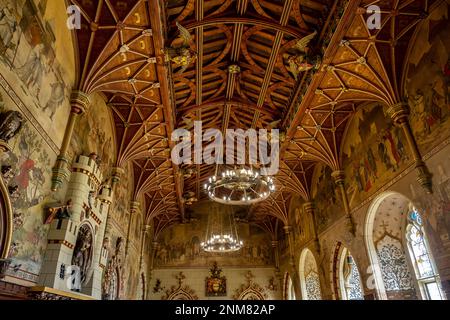 Das Schloss von Cardiff, Bankettsaal, Cardiff, Wales Stockfoto