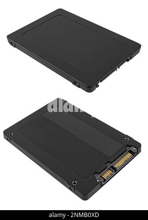 SSD-Festplatte, Solid-State-Laufwerk auf weißem Hintergrund Stockfoto