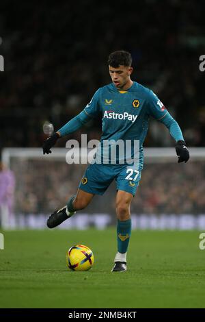 London, Großbritannien. 18. Februar 2023. Matheus Nunes of Wolverhampton während des Premier League-Spiels zwischen Fulham und Wolverhampton Wanderers am 24. Februar 2023 in Craven Cottage, London, England. Foto: Pedro Soares. Nur redaktionelle Verwendung, Lizenz für kommerzielle Verwendung erforderlich. Keine Verwendung bei Wetten, Spielen oder Veröffentlichungen von Clubs/Ligen/Spielern. Kredit: UK Sports Pics Ltd/Alamy Live News Stockfoto