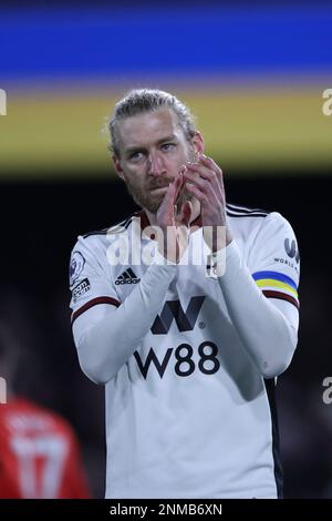 Tim Ram of Fulham während des Spiels der Premier League zwischen Fulham und Wolverhampton Wanderers im Craven Cottage, London, am Freitag, den 24. Februar 2023. (Foto: Tom West | MI News) Guthaben: MI News & Sport /Alamy Live News Stockfoto