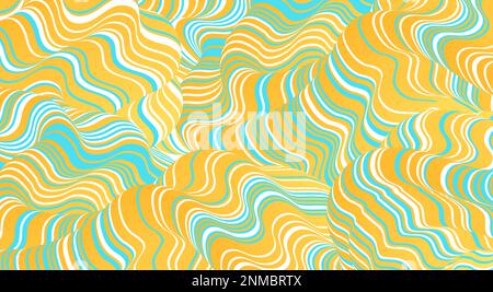 Abstrakter Hintergrund verzerrte Linien flüssige Form. Psychedelischer Streifen. Vektorgrafik für Broschüre, Flyer, Banner oder Cover. Stock Vektor