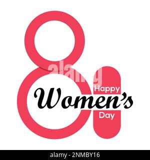 Happy Women's Day Typographic, Red „Women“ typografische Designelemente. Symbol für den internationalen Frauentag. Minimalistisches Design für internationale Frauen Stock Vektor