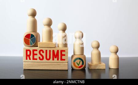 Lebenslaufwort auf Holzblock geschrieben Stockfoto