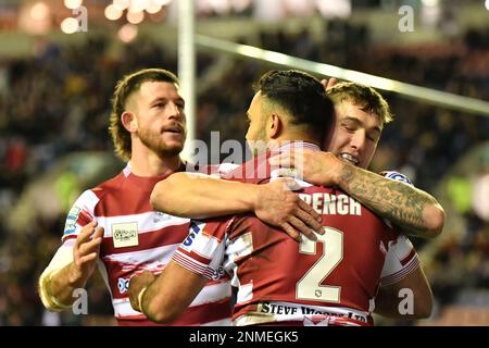 DW Stadium, Wigan, England. 24. Februar 2023 Betfred Super League, Wigan Warriors gegen Wakefield Trinity; Betfred Super League Match zwischen Wigan Warriors und Wakefield Trinity, Guthaben: Mark Percy/Alamy Live News Stockfoto