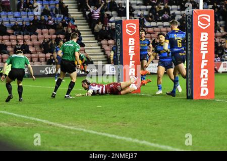 DW Stadium, Wigan, England. 24. Februar 2023 Betfred Super League, Wigan Warriors gegen Wakefield Trinity; Betfred Super League Match zwischen Wigan Warriors und Wakefield Trinity, Guthaben: Mark Percy/Alamy Live News Stockfoto