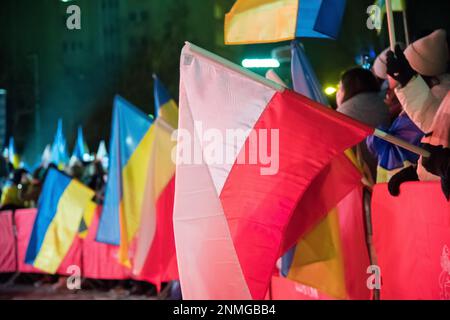 Danzig, Polen. 24. Februar 2023 Protest im ersten Jahrestag der russischen Invasion in der Ukraine © Wojciech Strozyk / Alamy Live News Stockfoto
