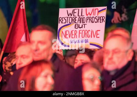 Danzig, Polen. 24. Februar 2023 Protest im ersten Jahrestag der russischen Invasion in der Ukraine © Wojciech Strozyk / Alamy Live News Stockfoto