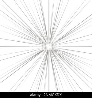 Digital gerenderte Lichteffektstrahlen Blitzstrahlen von Stern- oder sonnenweißem Glanz Explosion isoliert auf Weiß Stockfoto