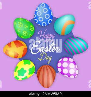 Süße Eier in verschiedenen Farben für den Osterfeiertag Stock Vektor
