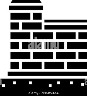 Vektordarstellung des Glyphe-Symbols für das Gebäude mit Streichwand Stock Vektor