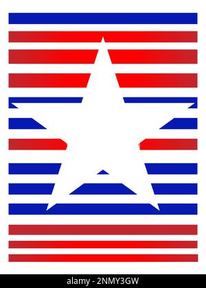 Weißer Stern auf blau-rot gestreiftem Hintergrund. Amerikanische Flaggensymbole Rahmen für Text. Stock Vektor