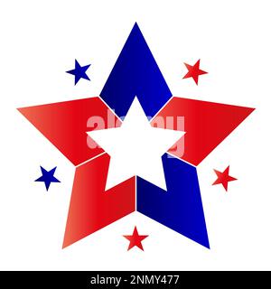 Amerikanisches dekoratives rot-blaues Sternzeichen-Logo Stock Vektor