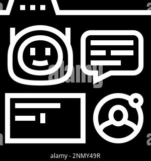 Vektordarstellung des Web-Chat-bot-Glyphensymbols Stock Vektor