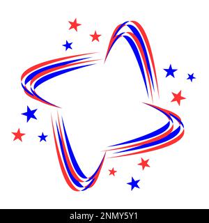 Rot-blau abstrakte amerikanische Flaggensymbole dekoratives Schild oder Rahmen. Stock Vektor