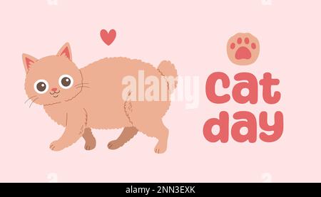 World Cat Day Konzept. Katzentag in Russland. Urlaubskonzept. Vorlage für Hintergrund, Webbanner, Karte, Poster Stock Vektor