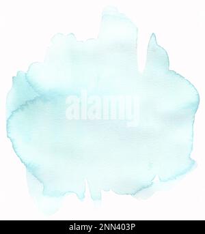 Aquarell Blauer Hintergrund Clipart, Pinselstriche Illustration, Pastelltöne Türkis Flecken, Delicate Splash Background Clip Art, hellblaue Tropfen, Stockfoto