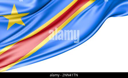 Kongo Demokratische Republik Flagge isoliert auf weißem Hintergrund, 3D Illustration Stockfoto