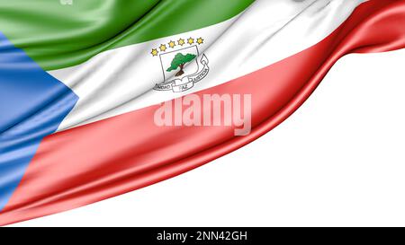 Flagge Äquatorialguineas isoliert auf weißem Hintergrund, Abbildung 3D Stockfoto