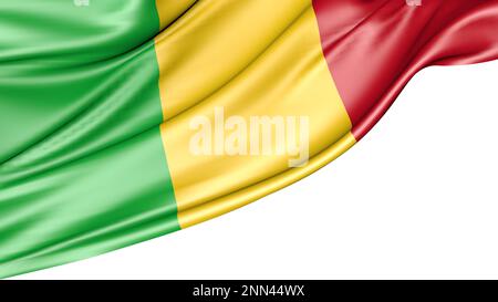 Mali-Flagge isoliert auf weißem Hintergrund, Abbildung 3D Stockfoto