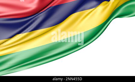 Mauritius-Flagge isoliert auf weißem Hintergrund, Abbildung 3D Stockfoto