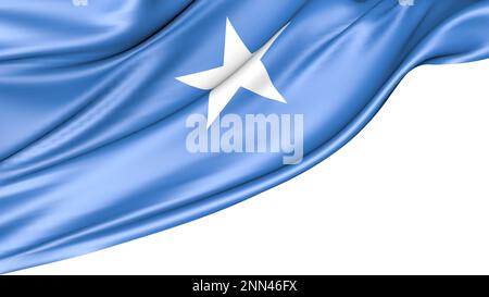 Somalia-Flagge isoliert auf weißem Hintergrund, Abbildung 3D Stockfoto