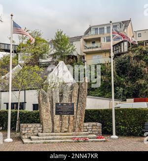 Eine Gedenkstätte für das V- und VII-Korps der US-Armee für D-Day-Landungen in Frankreich. Sitz: Saltash Passage in Plymouth, Vereinigtes Königreich Stockfoto