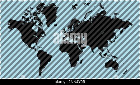 Weltkarte mit strukturiertem Diagonalmuster. Planerde, Globus, Weltkarte. Vektordarstellung Stock Vektor
