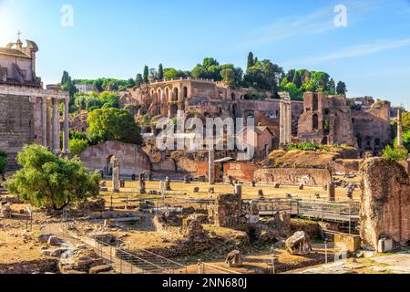 Das Forum Romanum ruiniert den sonnigen Blick auf Rom, Italien Stockfoto