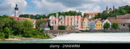 Romantische Stadt Landsberg am Lech in Bayern Stockfoto