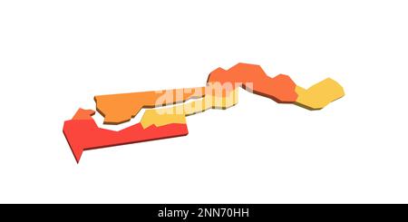 Die politische Karte Gambias der Verwaltungseinheiten - Regionen und Stadt Banjul. Zuordnung mit Beschriftungen. Stock Vektor