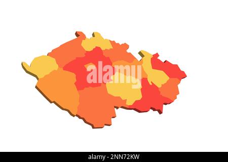 Tschechische Republik politische Karte der Verwaltungsabteilungen - Regionen. Zuordnung mit Beschriftungen. Stock Vektor