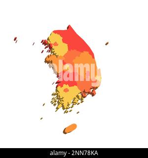 Südkorea politische Karte der Verwaltungseinheiten - Provinzen, Metropolstädte, Sonderstadt Seolu und besondere selbstverwaltende Städte in Sejong. Zuordnung mit Beschriftungen. Stock Vektor