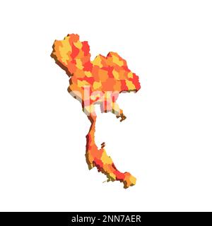 Thailändische politische Karte der Verwaltungsabteilungen - Provinzen. Zuordnung mit Beschriftungen. Stock Vektor