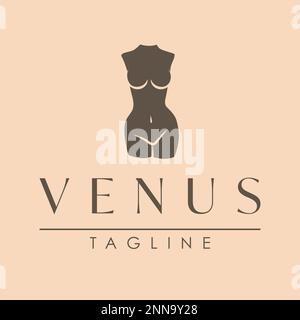 Logovorlage für den Körper einer alten Frau. Venus Logo-Design. Logo für Schönheitsbranche und Wellness. Stock Vektor