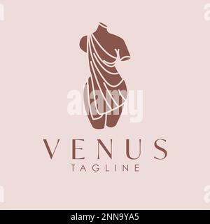 Logovorlage für den Körper einer alten Frau. Venus Logo-Design. Logo für Schönheitsbranche und Wellness. Stock Vektor