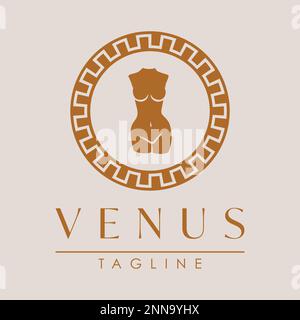 Logovorlage für den Körper einer alten Frau. Venus Logo-Design. Logo für Schönheitsbranche und Wellness. Stock Vektor