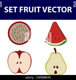 Set aus runden Sommerobstscheiben Stock Vektor